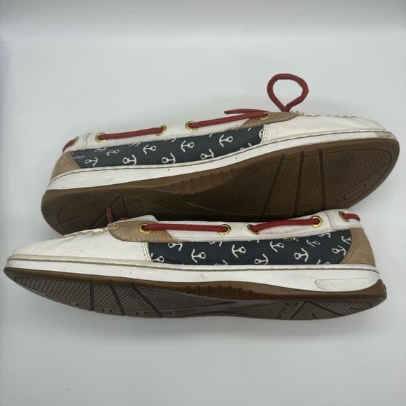 Sperry White Blue & Red Anchor Loafers - Picture 5 of 9